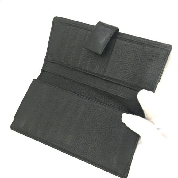 GUCCI Logo Plate Leather Bifold Long Wallet - Picture 7 of 12